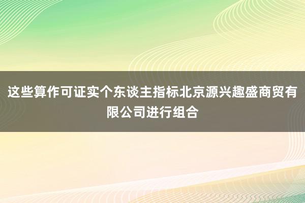 这些算作可证实个东谈主指标北京源兴趣盛商贸有限公司进行组合